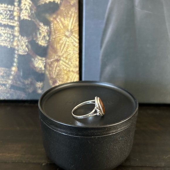 Vintage natural tiger’s eye sterling silver ring size 8 - Picture 4 of 5